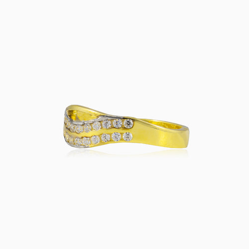 Gebogene-Linien-Cubic-Zirkonia-Goldring