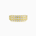 Three-row cubic zirconia gold band