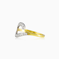 Two waves gold ring