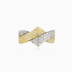 Zickzack-Ring aus zweifarbigem Gold