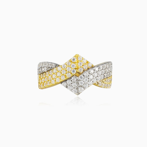 Zickzack-Ring aus zweifarbigem Gold