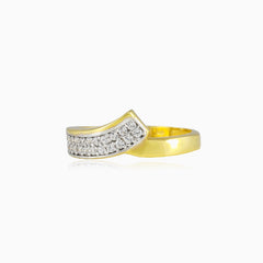 Unique cubic zirconia gold ring