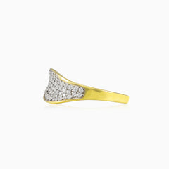 Wave gold cubic zirconia ring