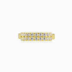 Two-row cubic zirconia gold ring