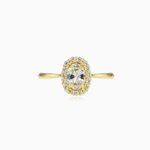 Bague Halo zircon cubique ovale en or