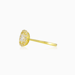 Halo oval cubic zirconia gold ring