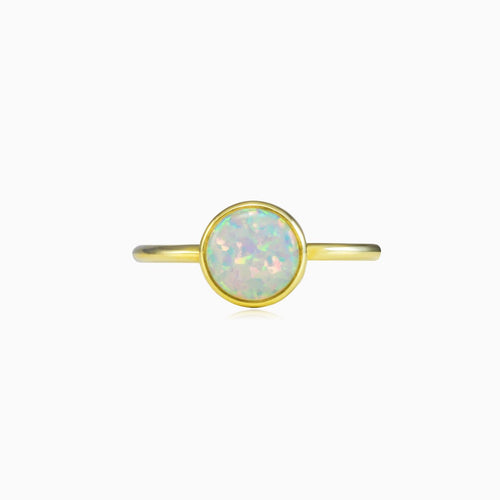 Runder weißer Opal-Goldring