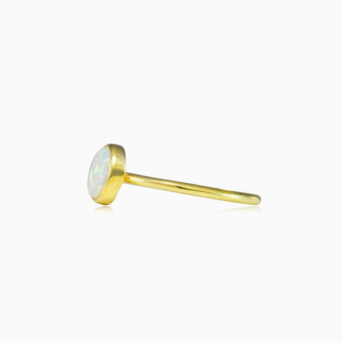 Runder weißer Opal-Goldring