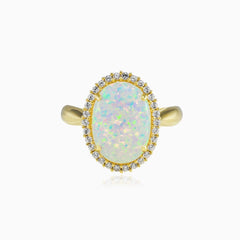 Massiver ovaler weißer Opal-Goldring