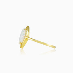 Marquise white opal gold ring
