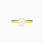 Zirkonia- und Perlen-Gold-Ring