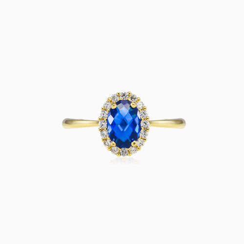 Ovaler blauer Quarz-Goldring