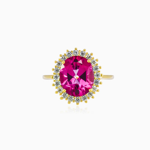 Royal ovale Rosenquarz Gold Ring