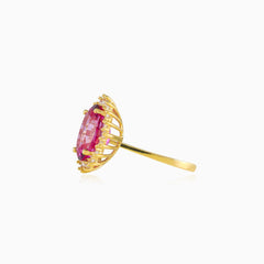 Royal ovale Rosenquarz Gold Ring