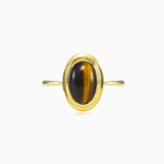 Ovaler Goldring mit Tigerauge