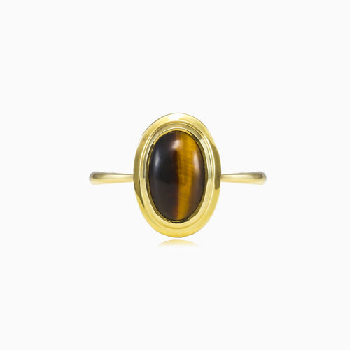 Ovaler Goldring mit Tigerauge
