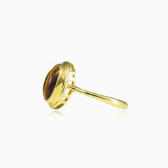 Ovaler Goldring mit Tigerauge