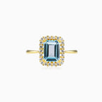 Smaragdschliff Blautopas Goldring