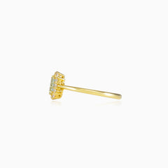 Rectangle topaz halo ring
