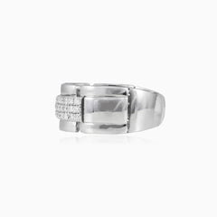 Link white gold diamond men ring