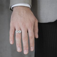 Link white gold diamond men ring