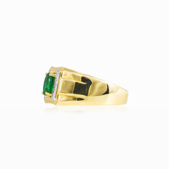 Gold emerald and diamond men ring