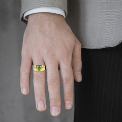 Gold emerald and diamond men ring