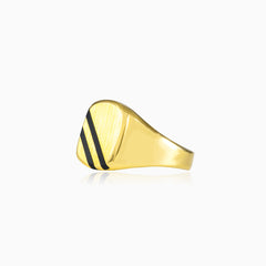 Goldring mit zwei Emaille-Linien