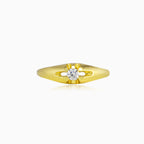 Thin levitating cubic zirconia gold ring