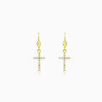 Cubic-Zirkonia-Kreuz-Goldohrringe
