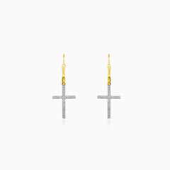 Hängende Kreuz Diamant Ohrringe