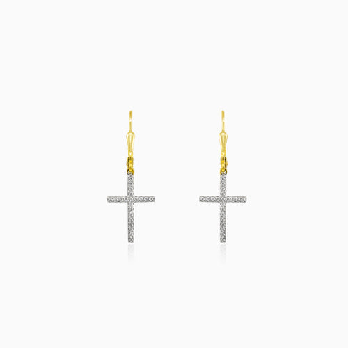 Hängende Kreuz Diamant Ohrringe