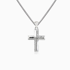 Tiny zig zag cubic zirconia cross
