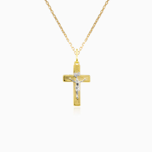 Kreuz aus Gold mit Linienmuster