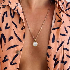 Lebensbaum- und Perlmutt-Anhänger aus Gold