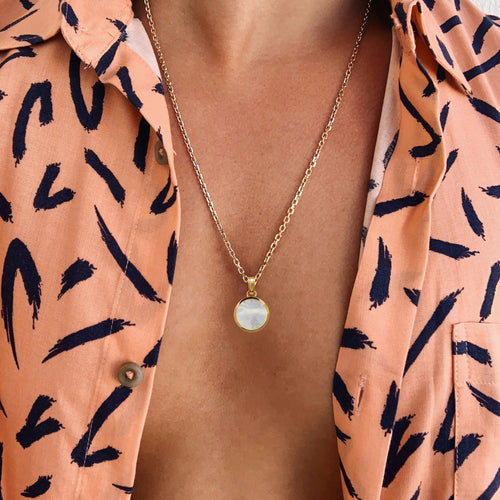 Lebensbaum- und Perlmutt-Anhänger aus Gold