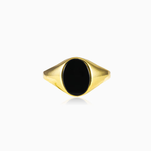 Gold Oval Onyx Ring