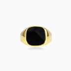 Quadratischer Ring aus goldfarbenem Emaille