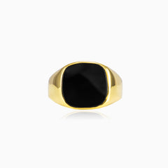 Quadratischer Ring aus goldfarbenem Emaille