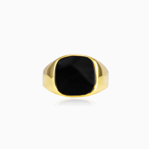 Quadratischer Ring aus goldfarbenem Emaille