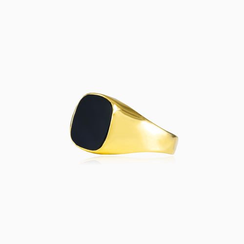 Quadratischer Ring aus goldfarbenem Emaille