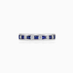 Princess sapphire and diamond band