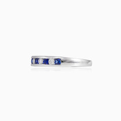 Princess sapphire and diamond band