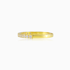 One cubic zirconia line gold ring