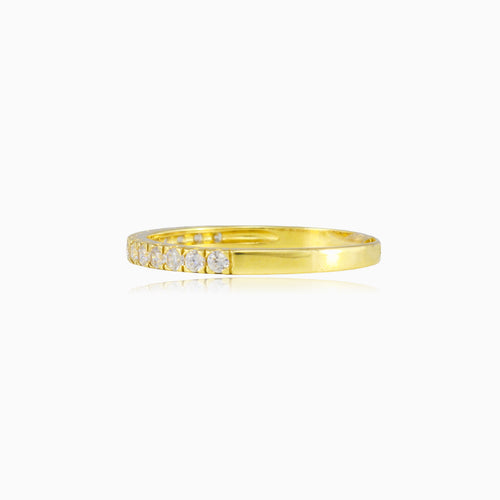 One cubic zirconia line gold ring