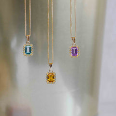 Halo emerald amethyst pendant