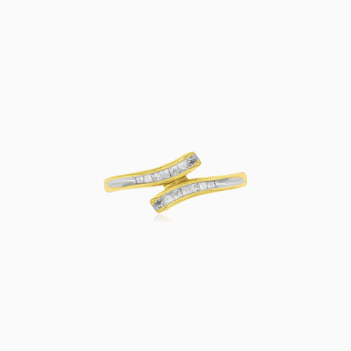 Golden ribbon diamond ring