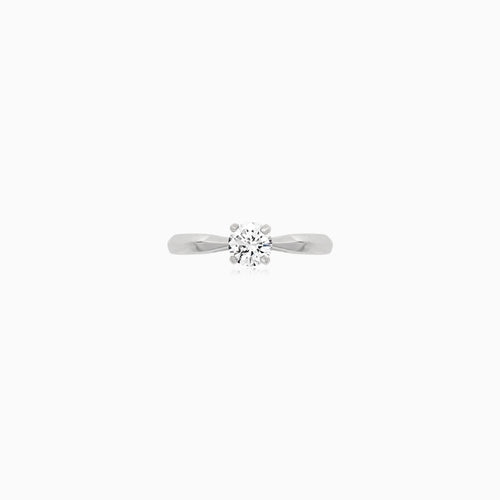 Elegantní solitérní prsten z bílého zlata s diamantem