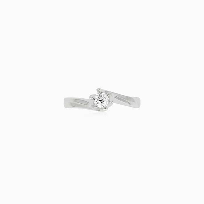 Twisted White Gold Diamond Solitaire Ring