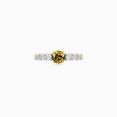Champagne Diamond Ring in Yellow Gold
